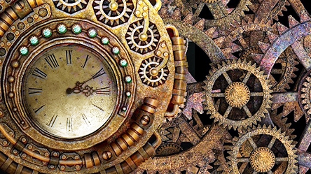 immagine di copertina, orologio e i suoi meccanismi interni