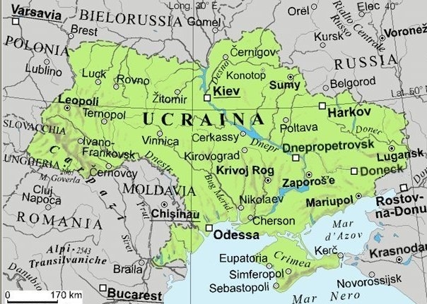 Cartina dell'Ucraina