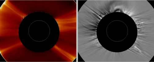 Immagine della corona solare acquisita con Metis in luce polarizzata (Crediti: ESA/NASA Solar Orbiter/Metis Team)